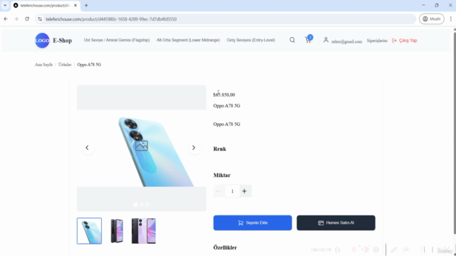 NextJS(React)|.NET 8 ile E-Ticaret | Canlıya Alma Dahil-2025 – Screenshot 2