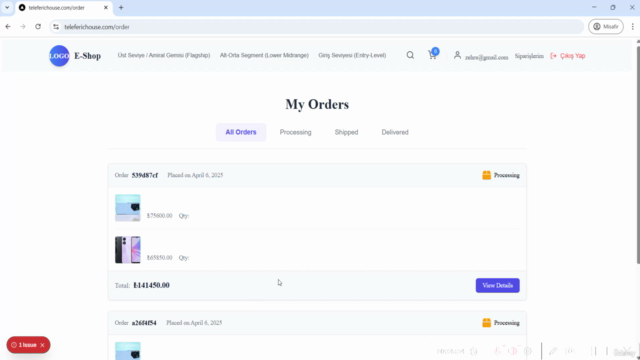 NextJS(React)|.NET 8 ile E-Ticaret | Canlıya Alma Dahil-2025 – Screenshot 3