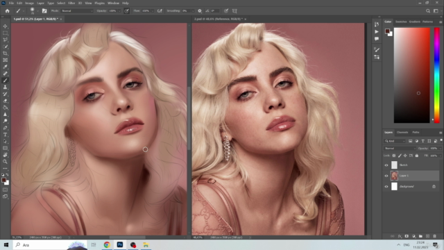 Painting a Digital Portrait: Billie Eilish Illustration – Screenshot 3
