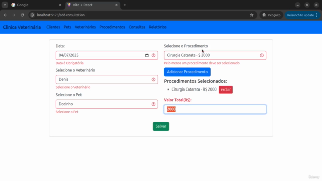 Sistema para Clínica Veterinária com React e Nodejs – Screenshot 4