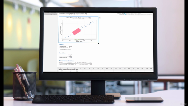 Correlation & Regression in Minitab – Tabtrainer® Essentials – Screenshot 1