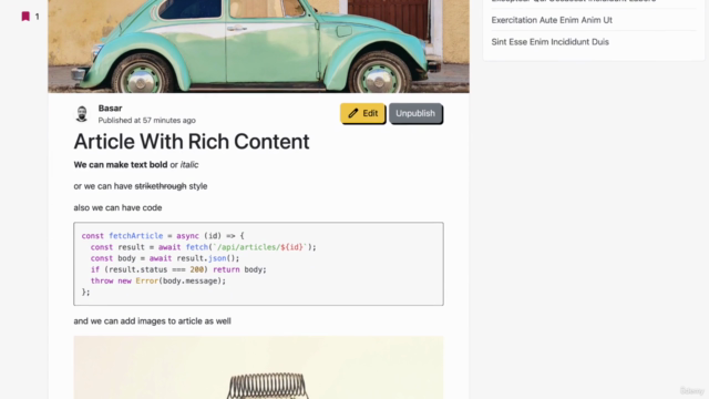 Fullstack Blogging App with React and Nest – Screenshot 2