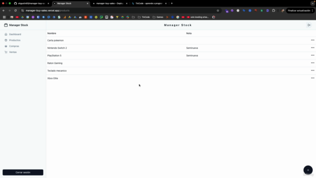 Sistema de ventas y stock con Next JS, Prisma y Tailwind CSS – Screenshot 1
