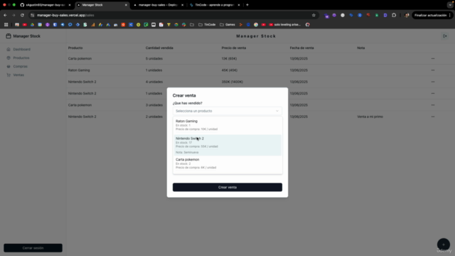 Sistema de ventas y stock con Next JS, Prisma y Tailwind CSS – Screenshot 3