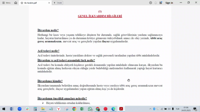 Sertifikalı Temel İlk Yardım | CPR, Yanık, Kırık Kursu – Screenshot 1