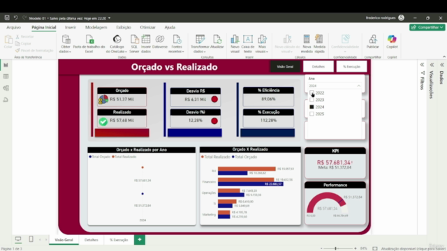 Power BI: KPIs para Gestão de Orçamento + Dashboard – Screenshot 1
