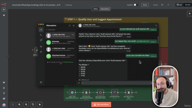 Cours n8n : Automatisez WhatsApp et SMS avec une IA (24/7) – Screenshot 1