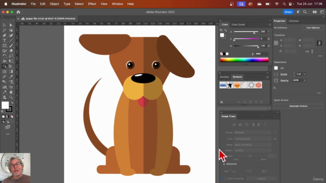 Flat-Art Puppy Character Design in Adobe Illustrator – Screenshot 1