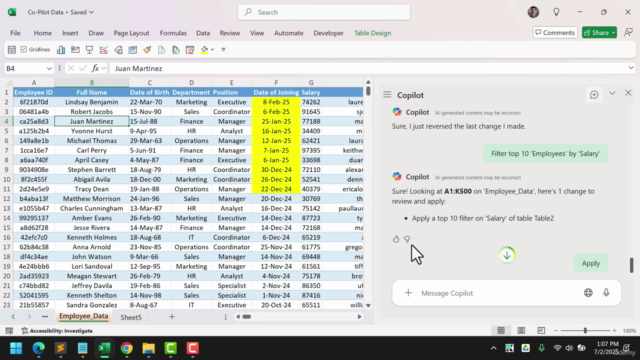 AI in Excel with Copilot – Screenshot 3
