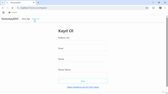 Kapsamlı Full Stack Uygulama (Asp.Net Core API-MVC) – Screenshot 1