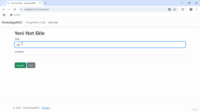 Kapsamlı Full Stack Uygulama (Asp.Net Core API-MVC) – Screenshot 2