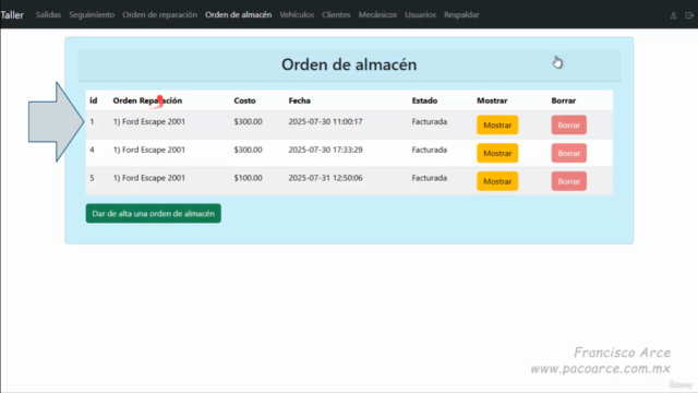 Crear un sistema de un taller mecánico con el patrón MVC – Screenshot 3
