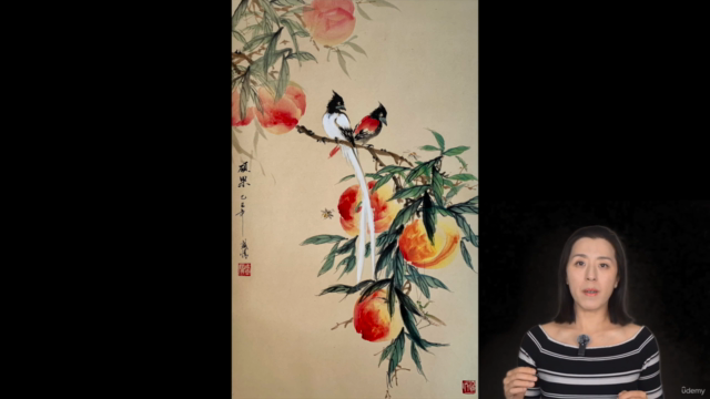 Relax With Chinese Painting - Peach & Paradise Flycatcher – Screenshot 3