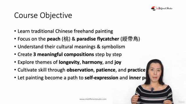 Relax With Chinese Painting - Peach & Paradise Flycatcher – Screenshot 4