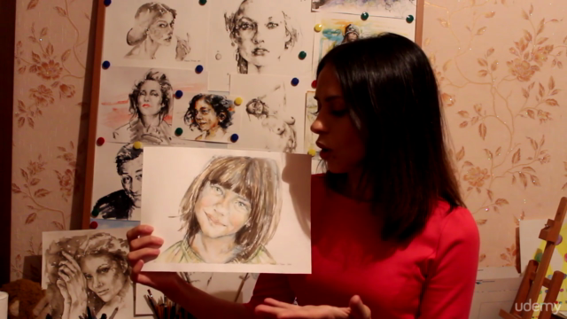 Watercolor realistic portrait painting step by step workshop – Screenshot 3