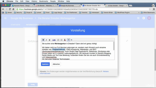 SEO, Erfolgreich mit Google My Business (Mein Geschäft) – Screenshot 3