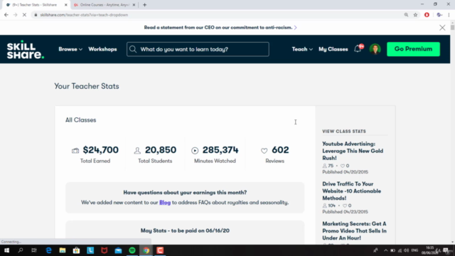 Publish Simple Videos For a Living - Skillshare Earnings – Screenshot 2