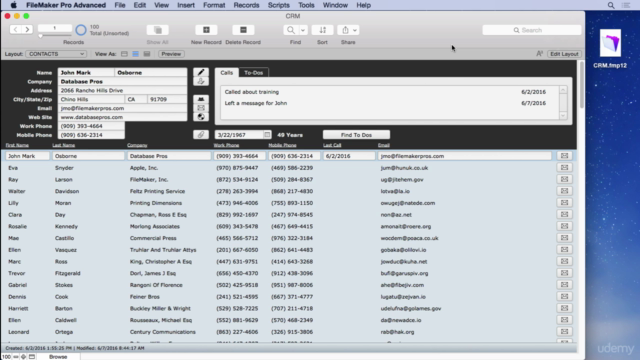 90 Minute Contact Manager in FileMaker Pro – Screenshot 1