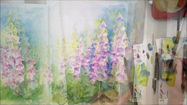 Watercolour WET into WET loosen up, paint FOXGLOVES boldly. – Screenshot 4