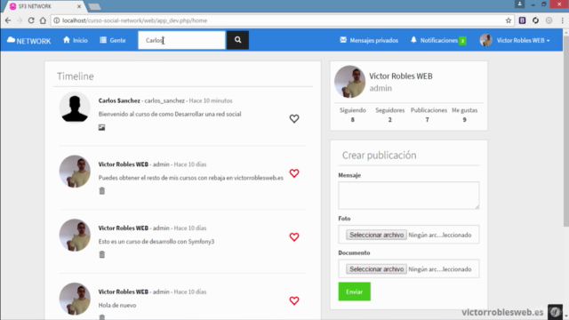 Desarrollar una red social con PHP, Symfony3, jQuery y AJAX – Screenshot 4